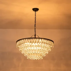 Luxury Glam Tiered Crystal Raindrop Round Chandelier