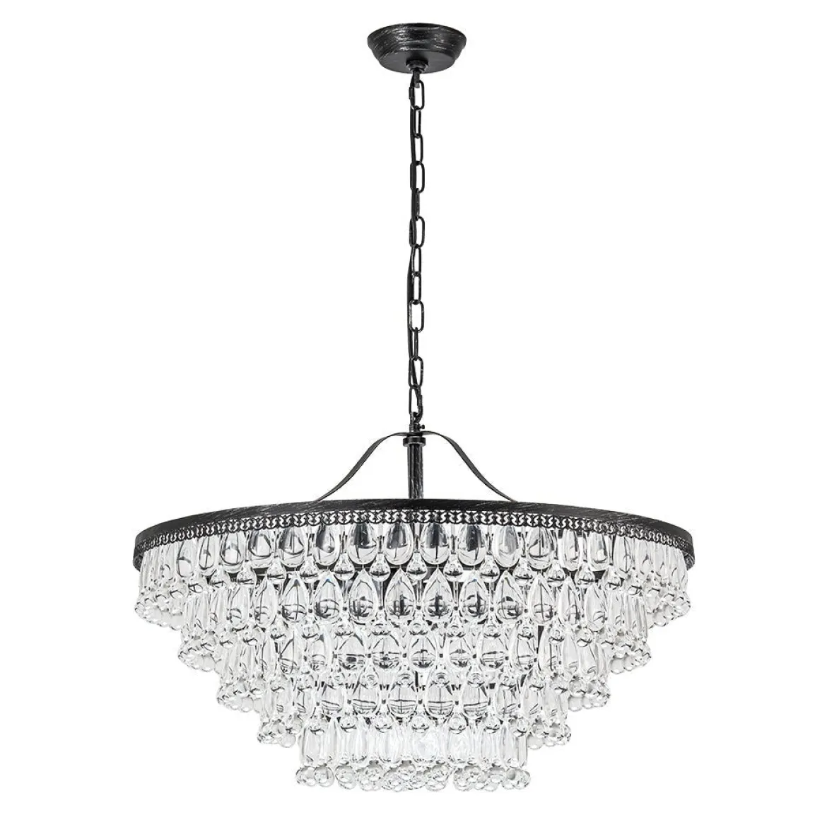 Luxury Glam Tiered Crystal Raindrop Round Chandelier