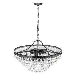 Luxury Glam Tiered Crystal Raindrop Round Chandelier