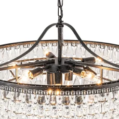 Luxury Glam Tiered Crystal Raindrop Round Chandelier