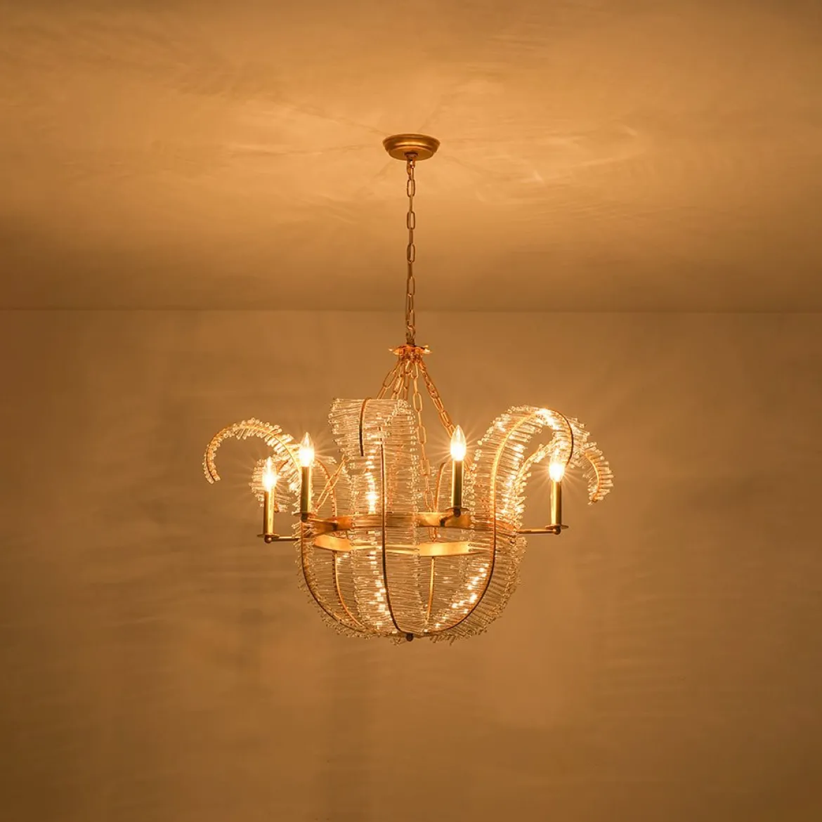 Luxury Gold Foiled Chic Antique Crystal Floral Chandelier