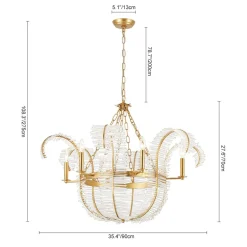 Luxury Gold Foiled Chic Antique Crystal Floral Chandelier