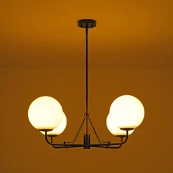 Luxury 4-Light Shine Opal Glass Globe Sputnik Chandelier
