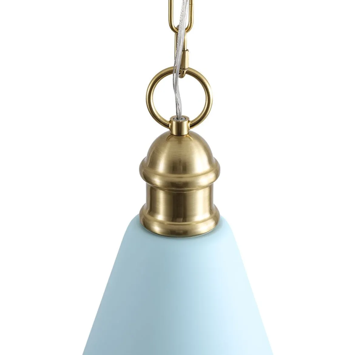 Macaron Brass Baby Blue 1-Light Iron Conical Kitchen Pendant
