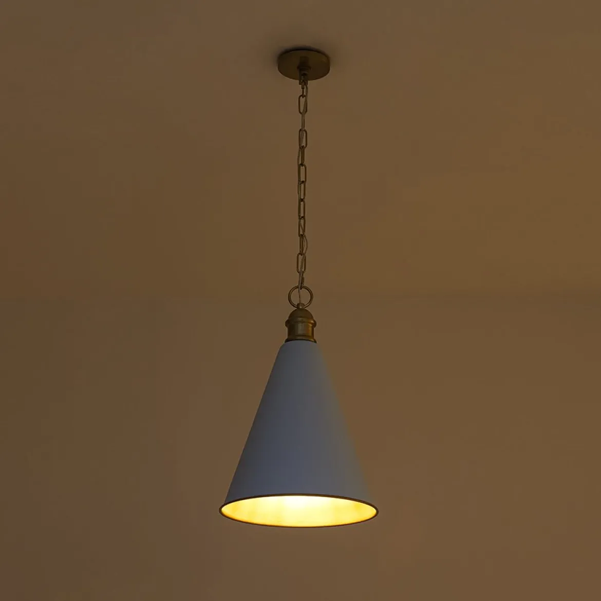 Macaron Brass Baby Blue 1-Light Iron Conical Kitchen Pendant