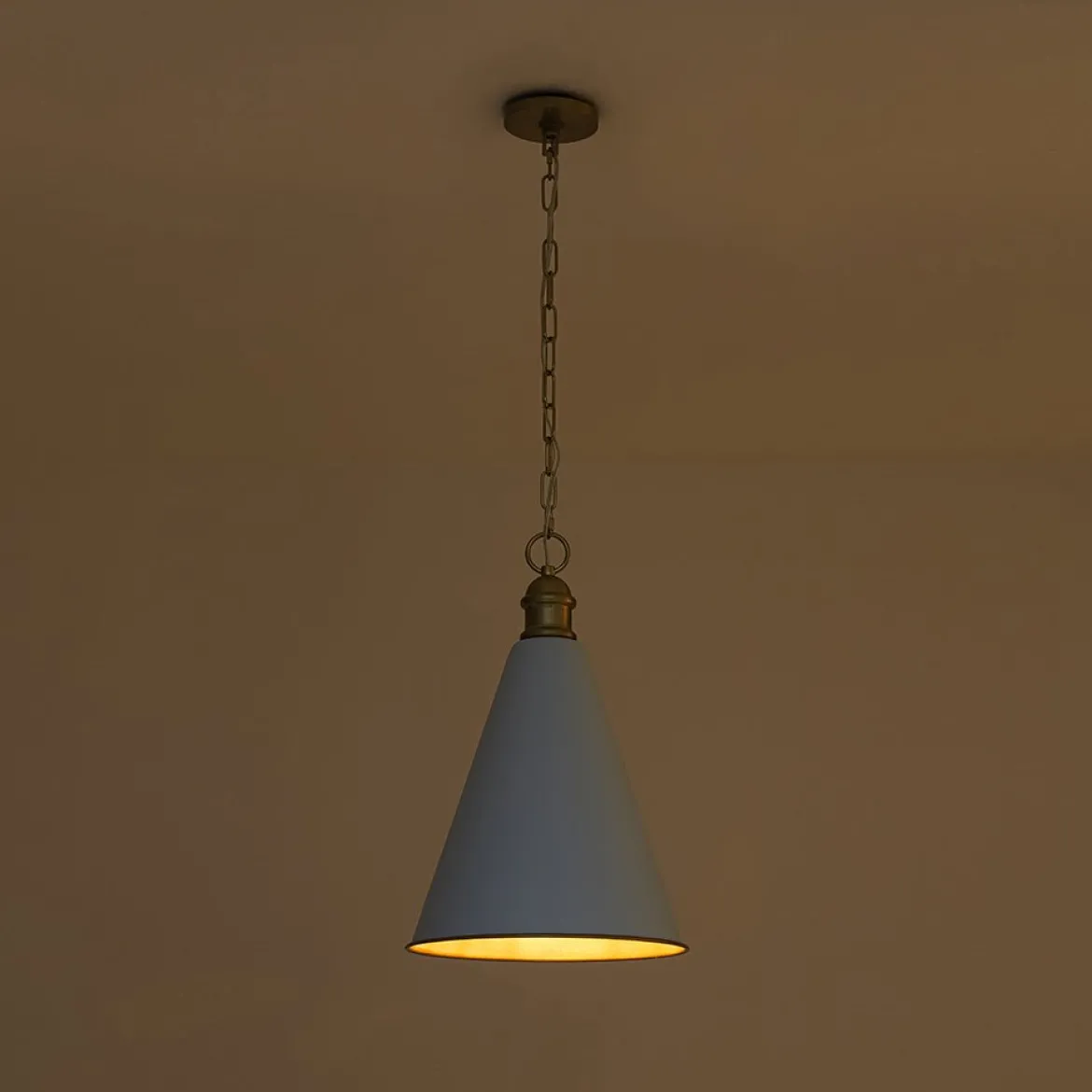 Macaron Brass Baby Blue 1-Light Iron Conical Kitchen Pendant