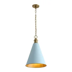 Macaron Brass Baby Blue 1-Light Iron Conical Kitchen Pendant