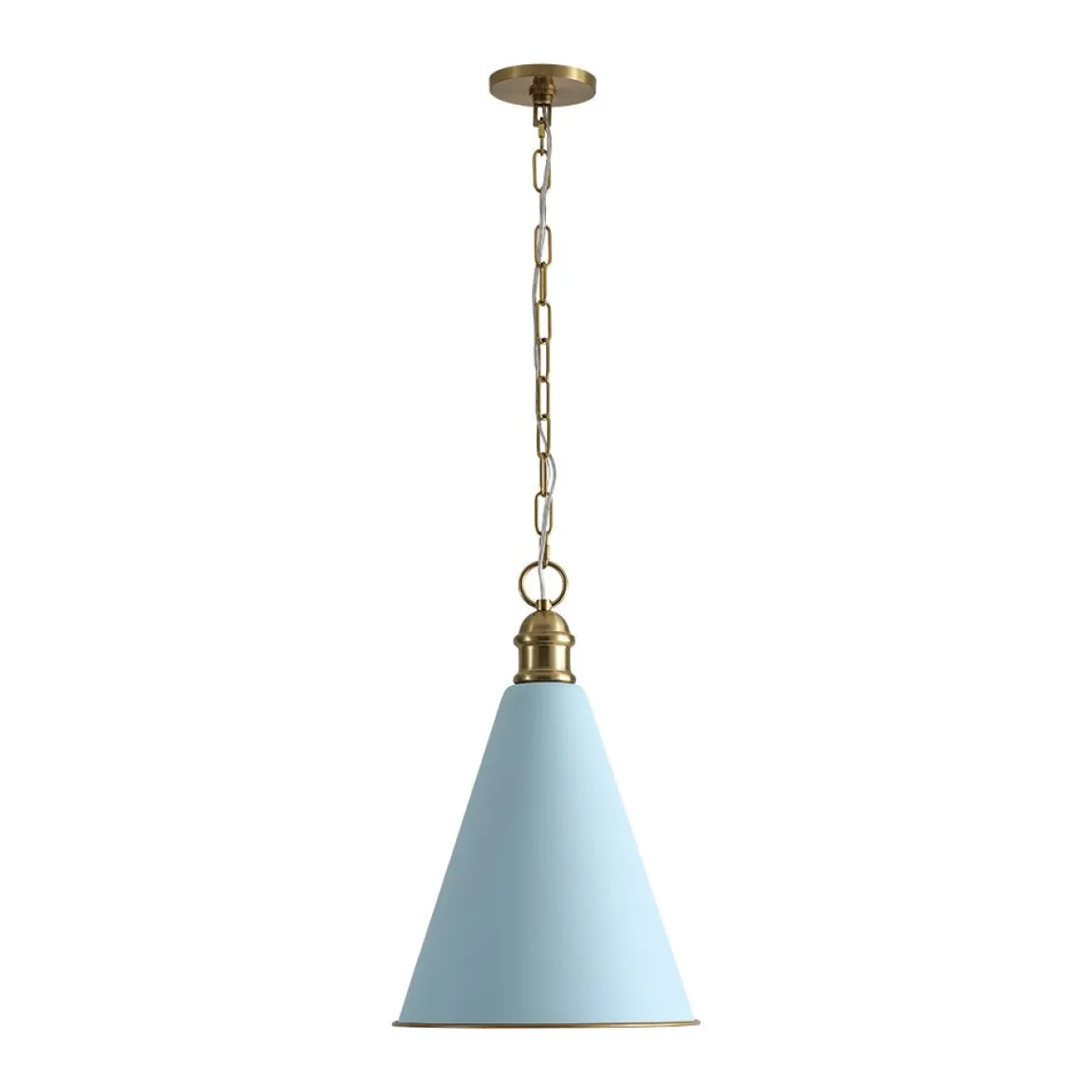 Macaron Brass Baby Blue 1-Light Iron Conical Kitchen Pendant