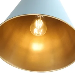 Macaron Brass Baby Blue 1-Light Iron Conical Kitchen Pendant