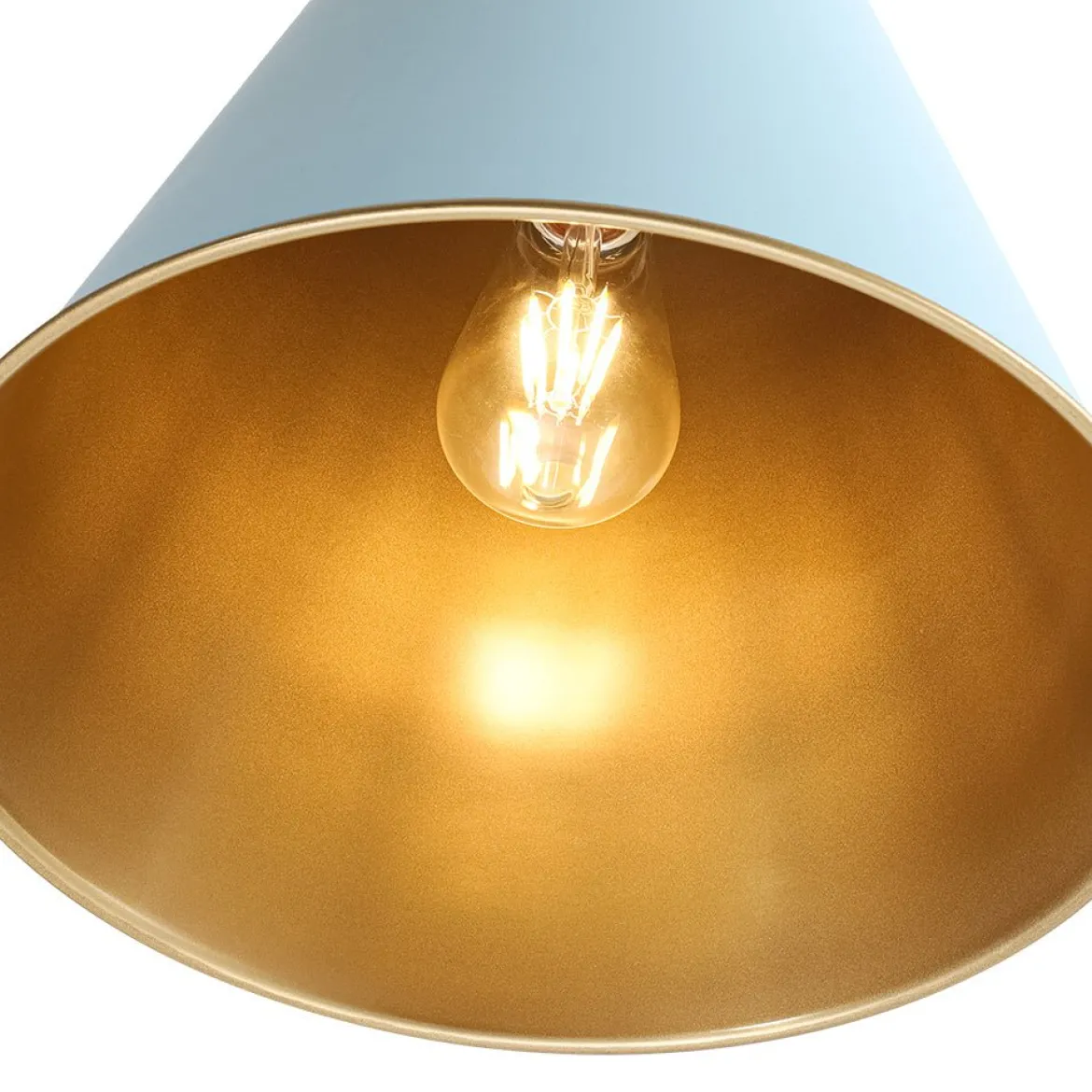 Macaron Brass Baby Blue 1-Light Iron Conical Kitchen Pendant
