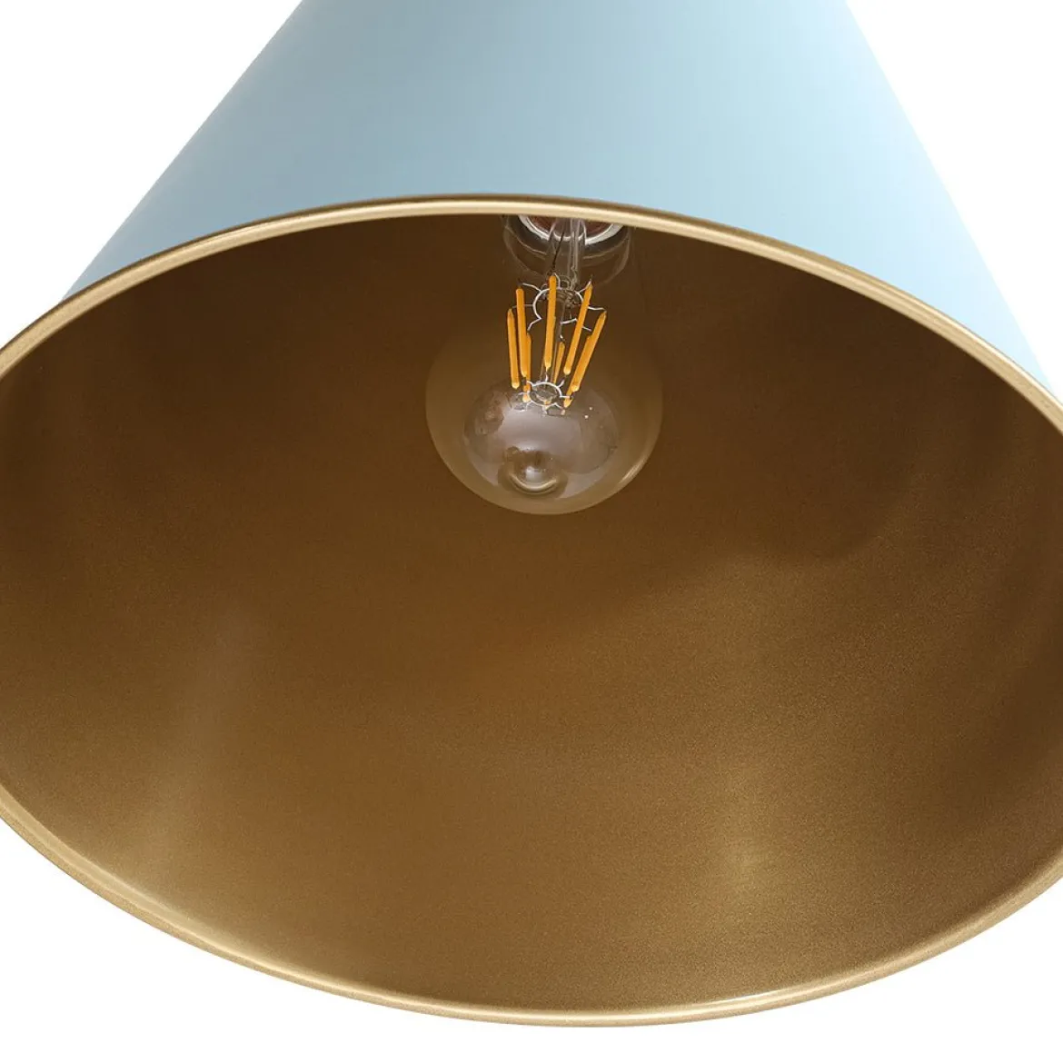 Macaron Brass Baby Blue 1-Light Iron Conical Kitchen Pendant
