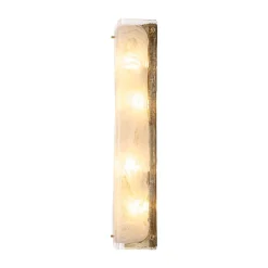 Mid-Century Brass White Glazed Glass Linear Wall Sconce