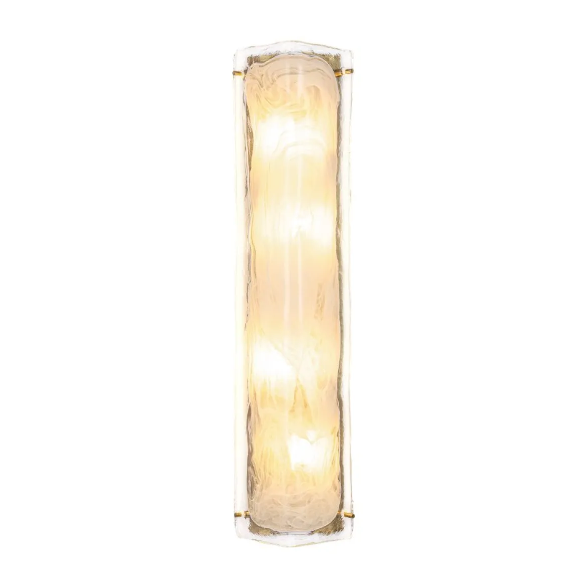 Mid-Century Brass White Glazed Glass Linear Wall Sconce