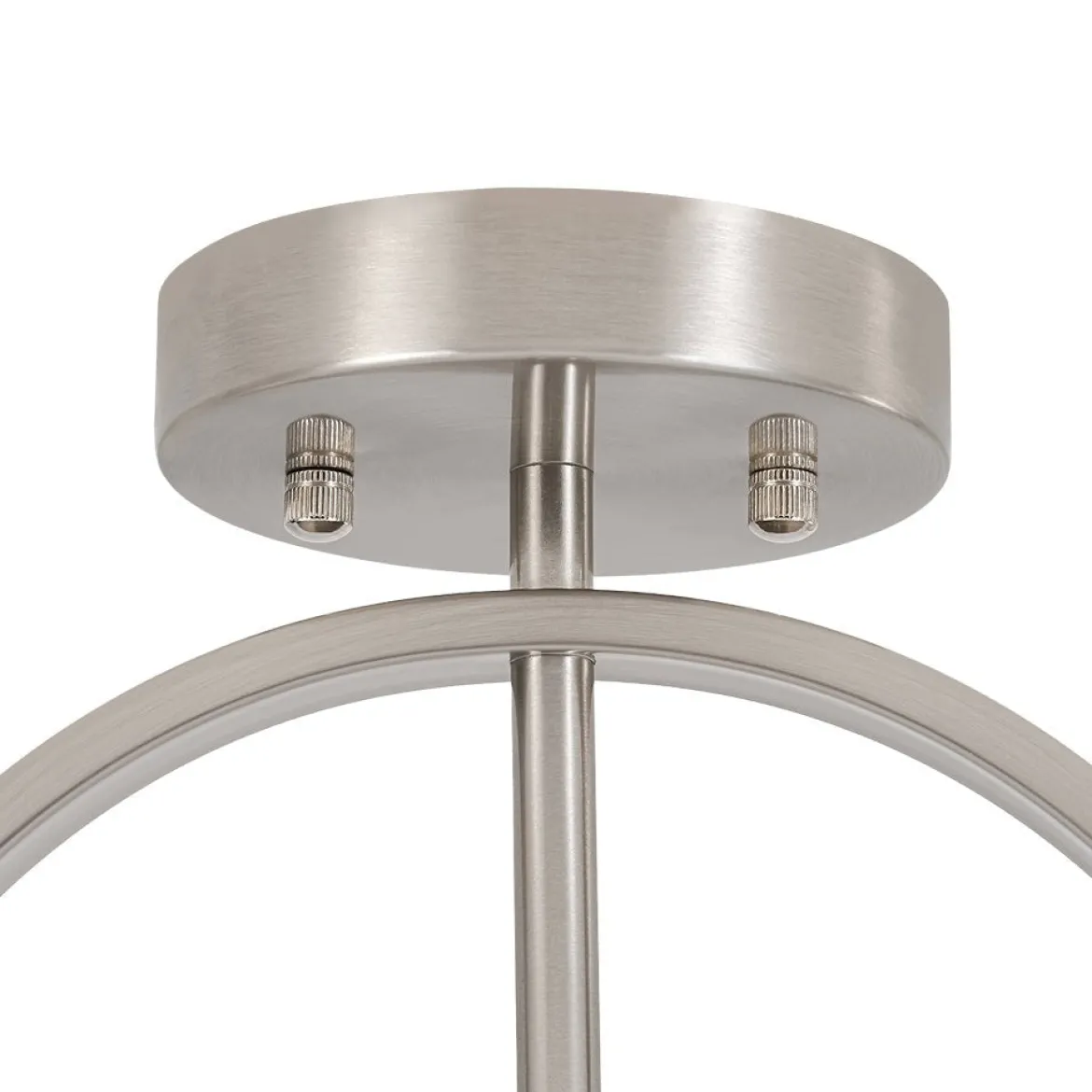 Mid-Century Brass Wide Linen Drum Semi Flush Mount