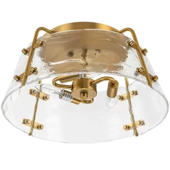 Mid-Century Clear Textured Glass Drum Flush Mount Light