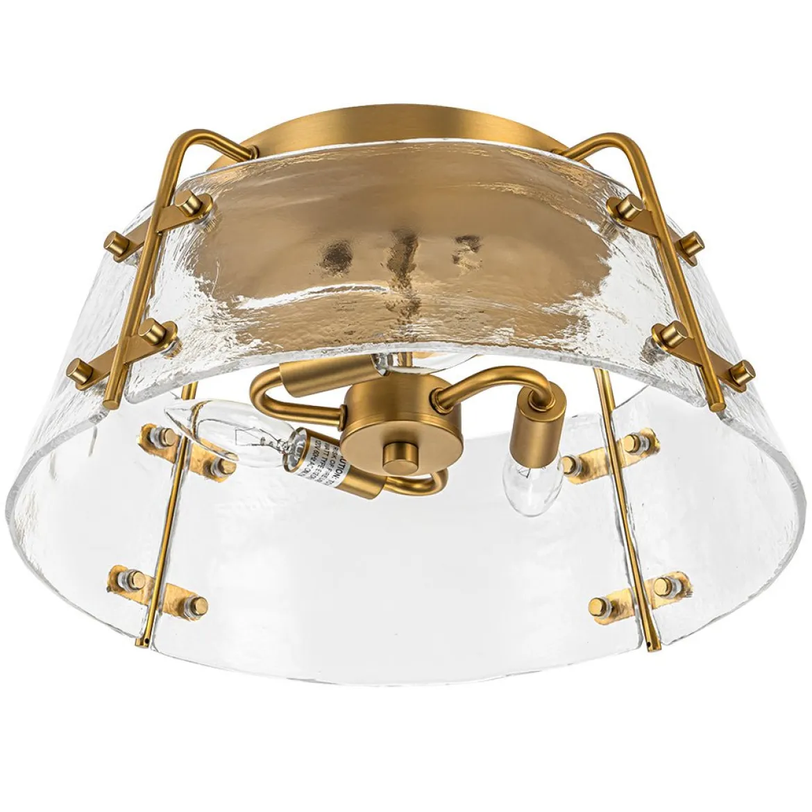 Mid-Century Clear Textured Glass Drum Flush Mount Light