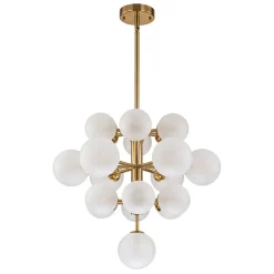 Mid-Century Frosted Glass Bubble Tiered Sputnik Chandelier