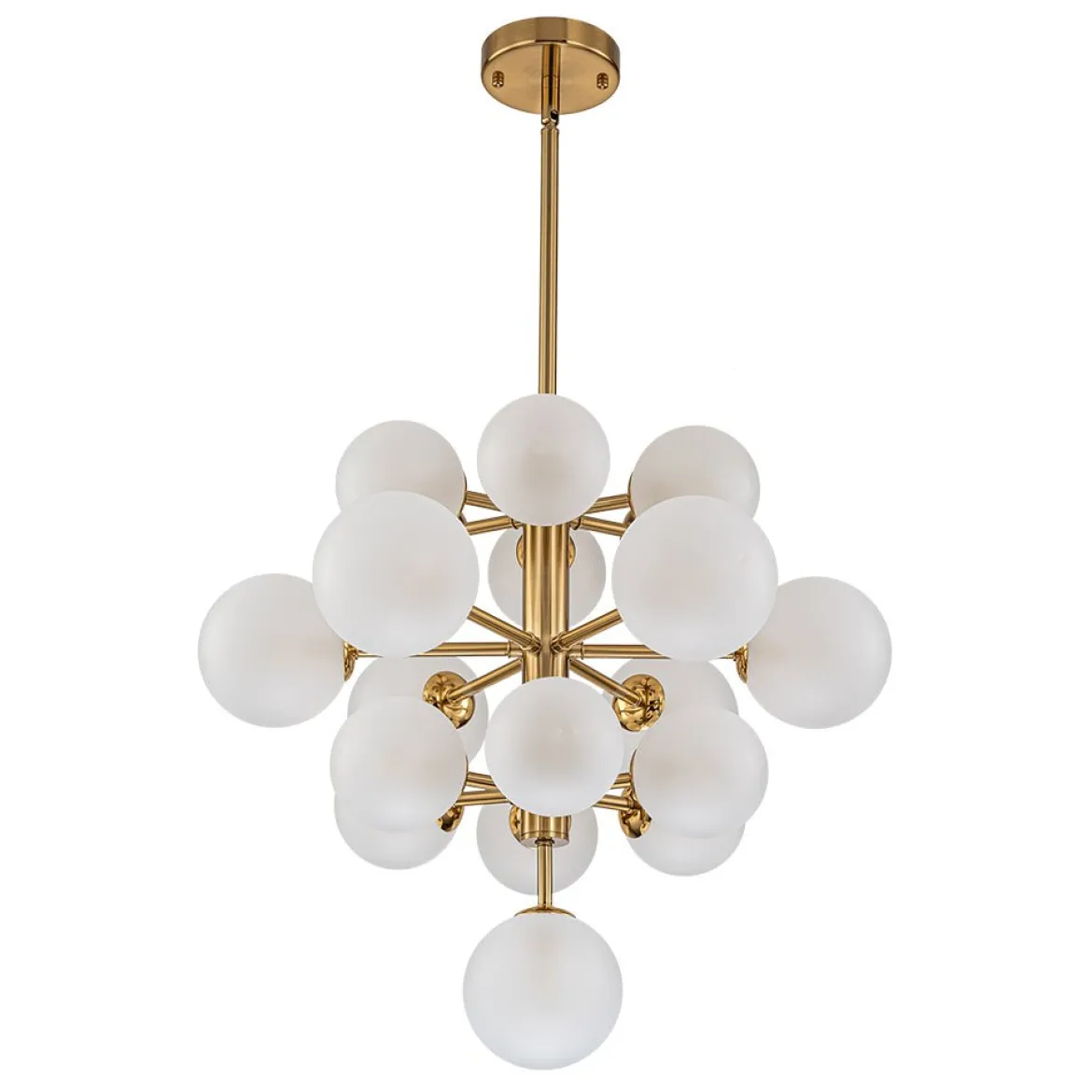 Mid-Century Frosted Glass Bubble Tiered Sputnik Chandelier