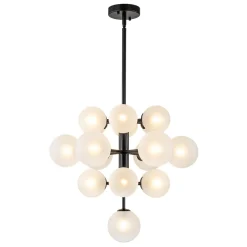 Mid-Century Frosted Glass Bubble Tiered Sputnik Chandelier