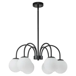 Mid-Century Frosted Glass Globe Bubble Round Chandelier