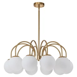 Mid-Century Frosted Glass Globe Bubble Round Chandelier