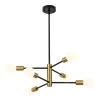 Mid-century 6-Light Black Brass Tiered Sputnik Chandelier