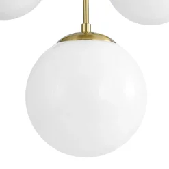 Mid-Century 7-light Brass Opal Glass Globe Sputnik Chandelier