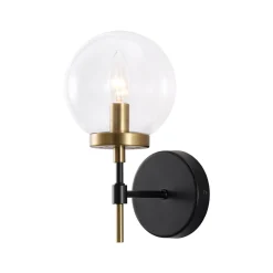 Mid-Century 1-Light Clear Glass Globe Vanity Wall Sconce