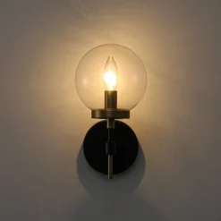 Mid-Century 1-Light Clear Glass Globe Vanity Wall Sconce
