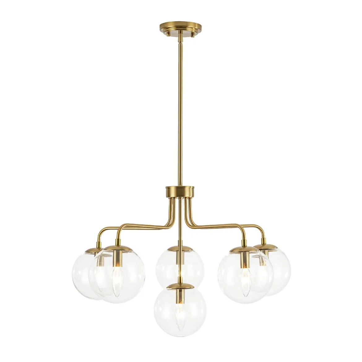 Mid-Century 6-Light Glass Bubble Sputnik Semi Flush Chandelier