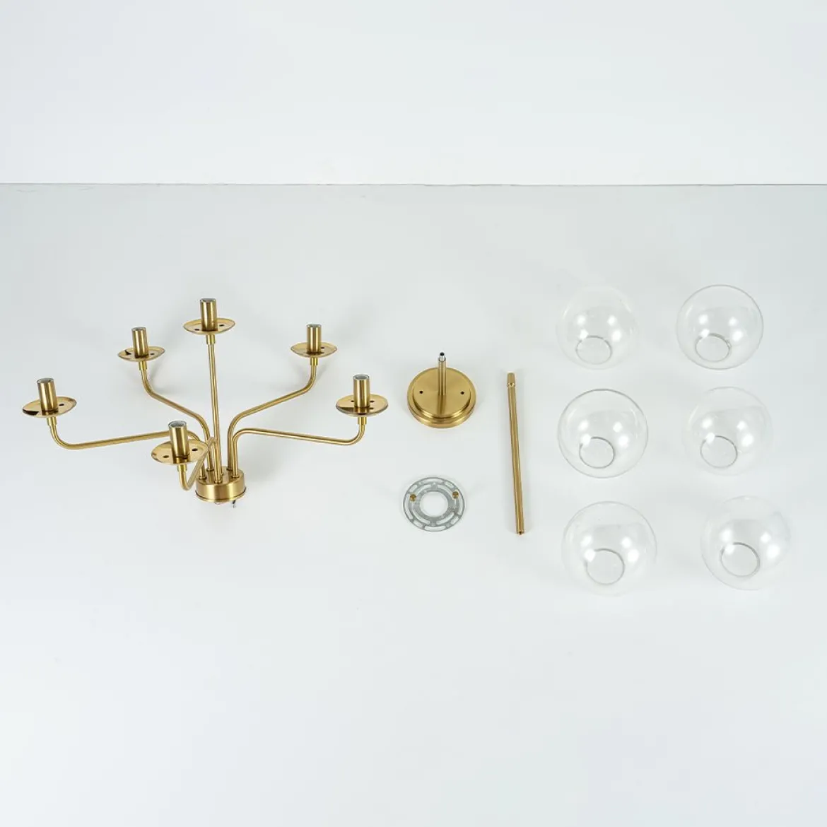 Mid-Century 6-Light Glass Bubble Sputnik Semi Flush Chandelier
