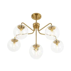 Mid-Century 6-Light Glass Bubble Sputnik Semi Flush Chandelier