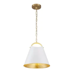 Mid-Century 1-Light White Gold Metal Conical Pendant Light