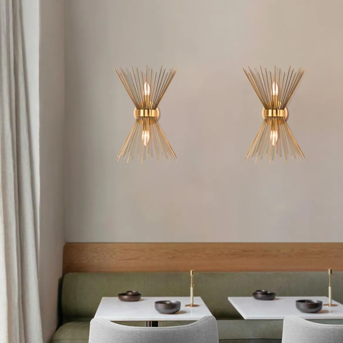 Mid-century Modern Starburst Brass Wall Sconce