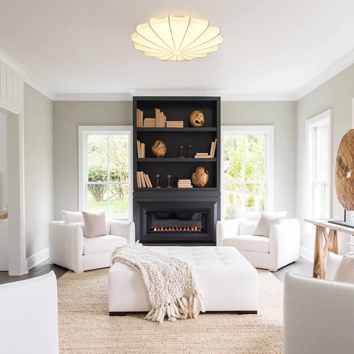 Mid-Century Modern White Flush Mount Light