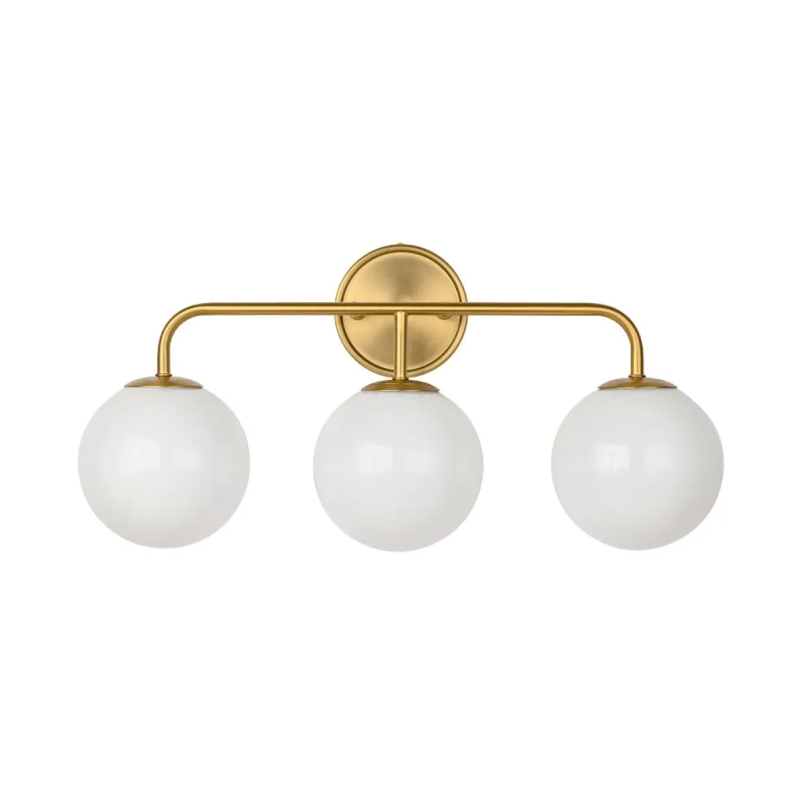 Mid-century Shine Opal Glass Globe Brass Vanity Light