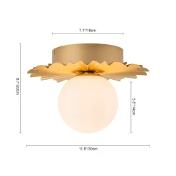 Mid-Century Sunburst 1-Light Opal Glass Globe Ceiling Light