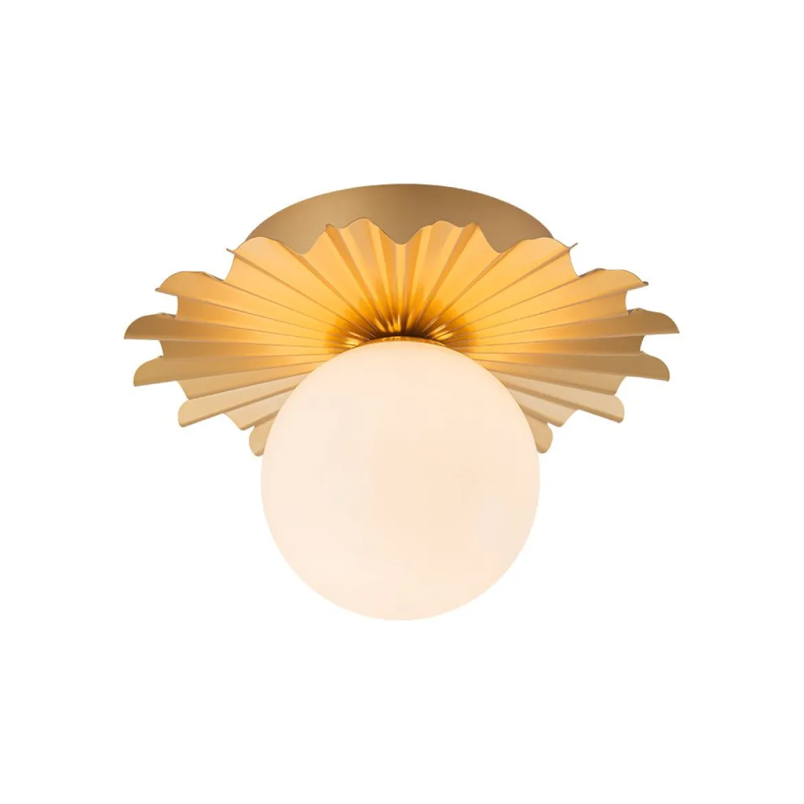 Mid-Century Sunburst 1-Light Opal Glass Globe Ceiling Light
