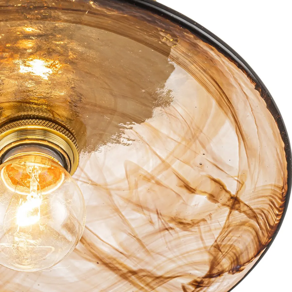 Mini 1-Light Amber Swirl Glass Shade Semi Flush Mount