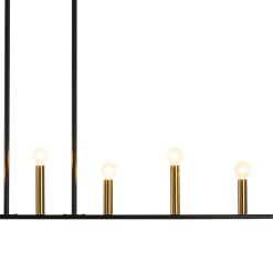 Minimalist Black Brass Candle Style Linear Island Chandelier
