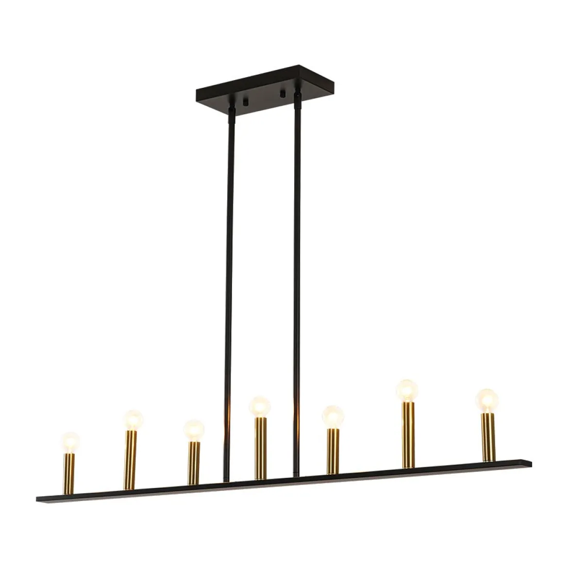 Minimalist Black Brass Candle Style Linear Island Chandelier