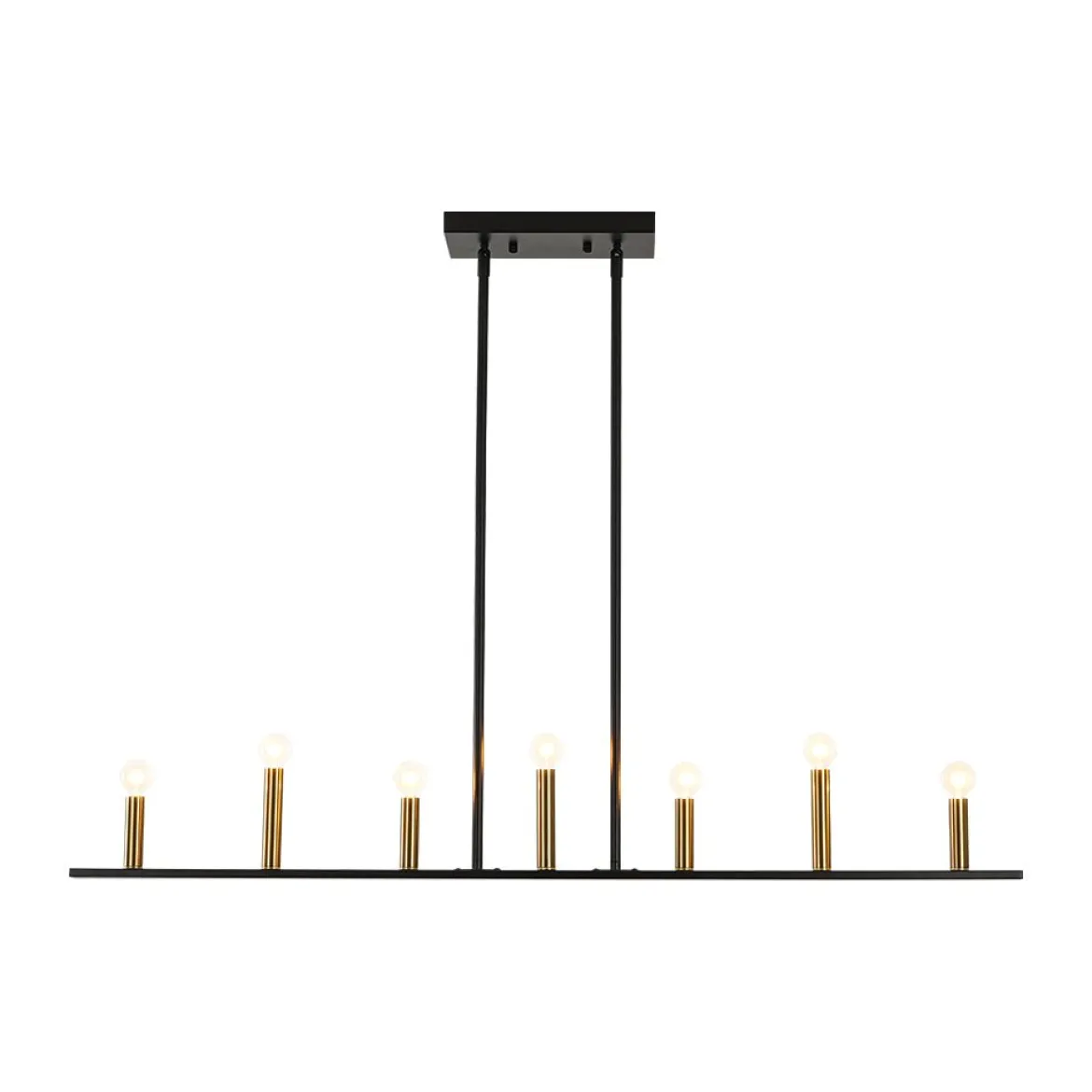 Minimalist Black Brass Candle Style Linear Island Chandelier