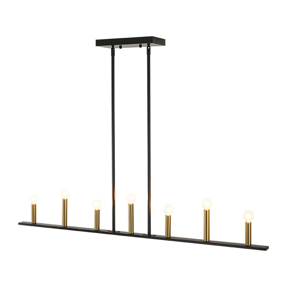 Minimalist Black Brass Candle Style Linear Island Chandelier
