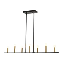 Minimalist Black Brass Candle Style Linear Island Chandelier
