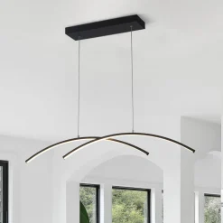 Minimalist Dimmable LED Black Arched Island Chandelier