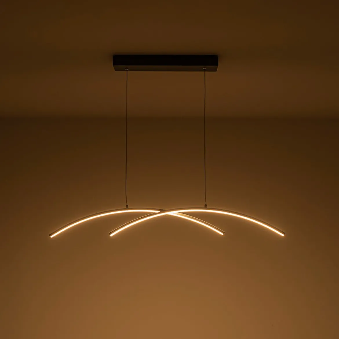 Minimalist Dimmable LED Black Arched Island Chandelier