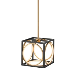 Minimalist Dimmable LED Black Gold Square Kitchen Pendant