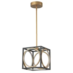 Minimalist Dimmable LED Black Gold Square Kitchen Pendant