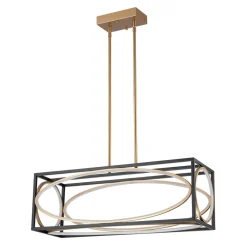 Minimalist Dimmable LED Black Gold Square Kitchen Pendant