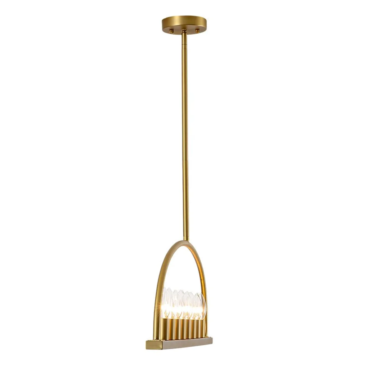 Minimalist 8-Light Brass Candle Style Linear Island Chandelier
